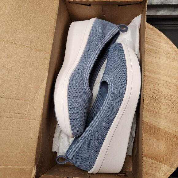 Clarks Cloudsteppers Step Rose Fern – Women’s 9W | Blue Slip-On Wedge - Picture 8 of 9